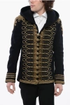 Balmain Wool Blend Brandebourg Spencer Coat With Hood