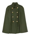 Balmain Wool-blend Cape Coat In Green