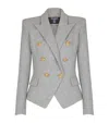 Balmain Wool-blend Jersey Double-breasted Blazer In Gray