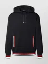 BALMAIN WOOL BLEND HOODED SWEATER WITH STRIPED DETAILING