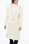 Balmain Wool Blend Slim Fit Coat With Padded Shoulders In White