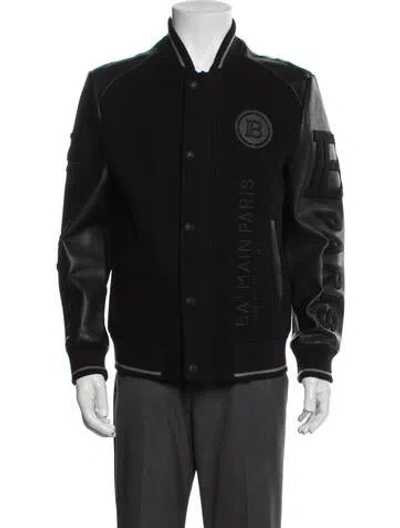 Pre-owned Balmain Wool Bomber Jacket In Black