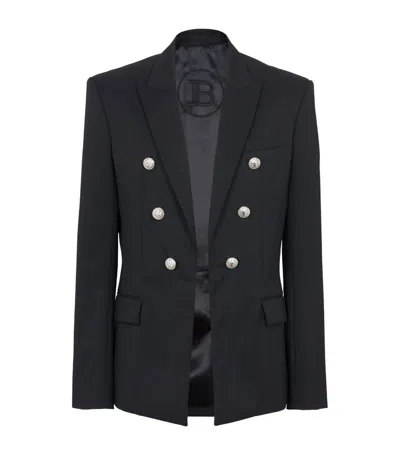 Balmain Wool Button-detail Blazer In Black