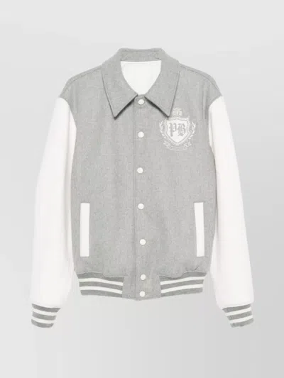 Balmain Wool Buttoned Long Sleeve Jacket In Gray