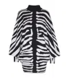 Balmain Knit Dress With Zebra Intarsia In Black