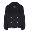Balmain Wool-cashmere Pea Coat In Black