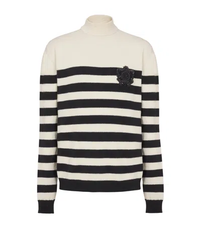 Balmain Wool-cashmere Stripe Mariniere Sweater In Neutral