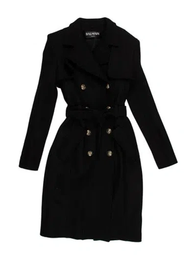 Pre-owned Balmain Wool Coat In Black