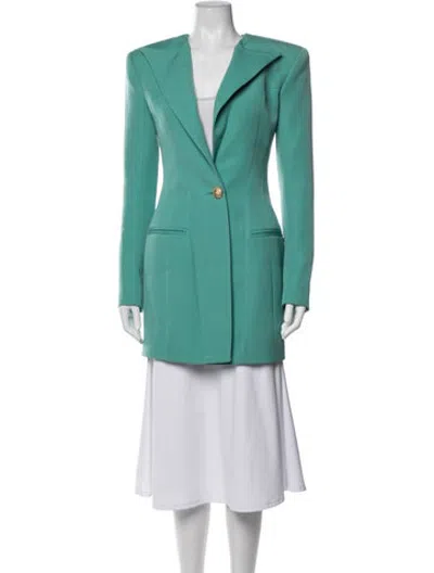 Pre-owned Balmain Wool Coat In Green