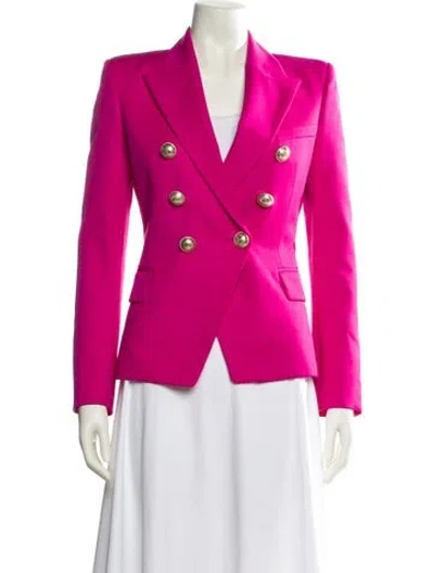 Pre-owned Balmain Wool Coat In Pink