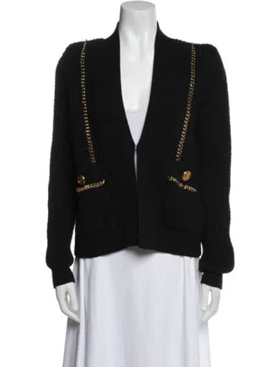 Pre-owned Balmain Wool Colorblock Pattern Jacket In Black