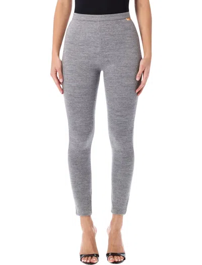 Balmain Wool Cotton Legging In Gray