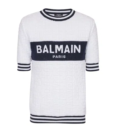 Balmain Wool-cotton Logo T-shirt In White