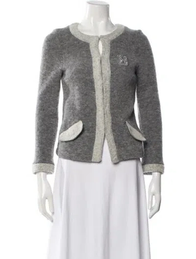 Pre-owned Balmain Wool Crew Neck Sweater In Gray