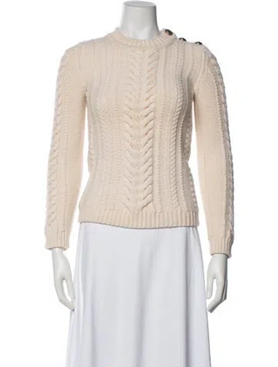 Pre-owned Balmain Wool Crew Neck Sweater In Neutrals