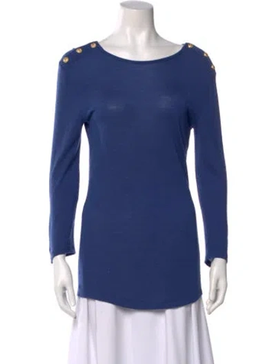 Pre-owned Balmain Wool Crew Neck Top In Blue