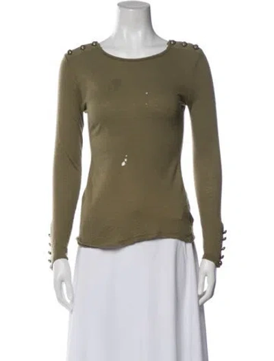 Pre-owned Balmain Wool Crew Neck Top In Green