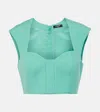 Balmain Wool Crop Top In Blue