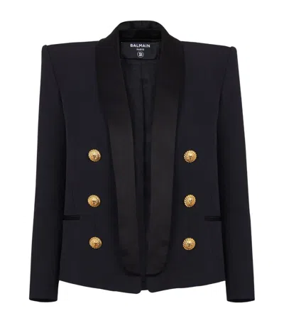Balmain Boxy Wool Jacket In Black