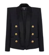 Balmain Wool Cropped Blazer In Black