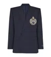 Balmain Wool Crystal-embellished Emblem Blazer In Blue