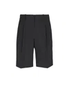 Balmain Wool Darted Bermuda Shorts In Black