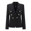 Balmain Wool Double-breasted Blazer In Black