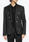 Balmain Double-breasted Wool-blend Blazer In Black