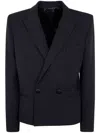 Balmain Wool Double-breasted Blazer In Black