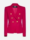 Balmain Double-breasted Wool Blazer In Fuchsia