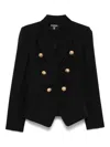 Balmain Black Grain De Poudre 6-button Tailored Jacket In Brown