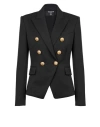 Balmain Black Double-breasted Jacket With Branded Buttons And Asymmetric Cut In Wool Woman In Black