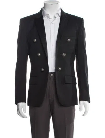 Pre-owned Balmain Wool Embroidered Accent Blazer In Black