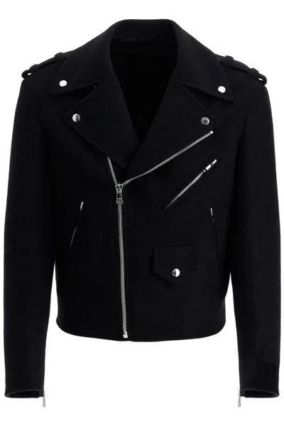 BALMAIN WOOL FELT BIKER JACKET IN