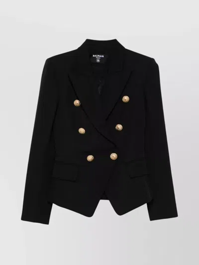 BALMAIN WOOL FITTED JACKET GOLD BUTTONS