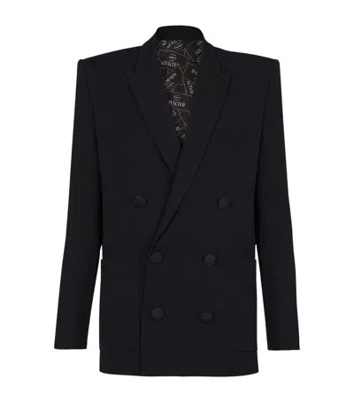 Balmain Wool Grain De Poudre Blazer In Black