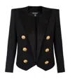 Balmain Wool Grain De Poudre Cropped Jacket In Black