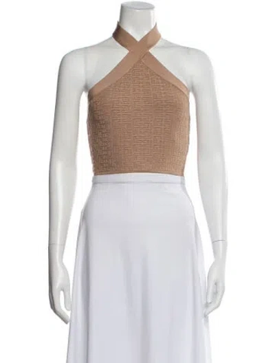 Pre-owned Balmain Wool Graphic Print Crop Top In Neutral
