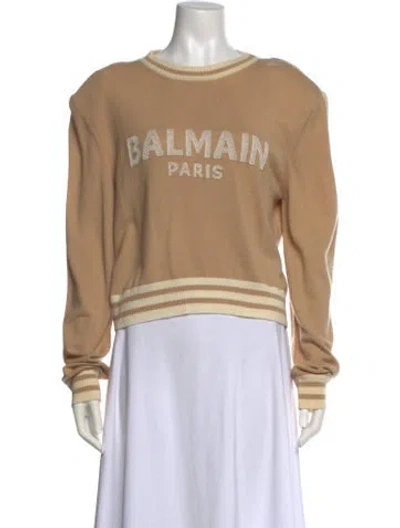 Pre-owned Balmain Wool Graphic Print Sweater In Neutral