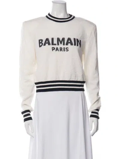 Pre-owned Balmain Wool Graphic Print Sweater In Neutrals