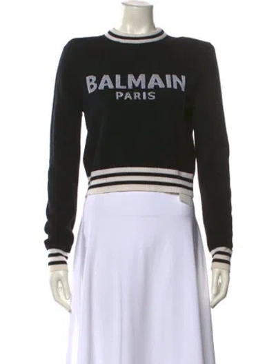 Pre-owned Balmain Wool Graphic Print Sweatshirt In Black