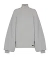 Balmain Turtleneck Ribbed Jumper In Gray