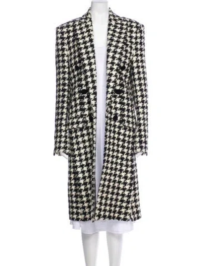 Pre-owned Balmain Wool Houndstooth Print Coat In Multi