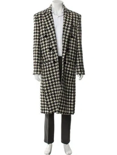 Pre-owned Balmain Wool Houndstooth Print Coat In Multi