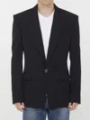 Balmain Fitted Wool Jacket With Notched Lapel In Black