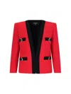 Balmain Shawl Collar Double Wool Crepe Jacket In Red
