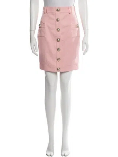Pre-owned Balmain Wool Knee-length Skirt In Pink