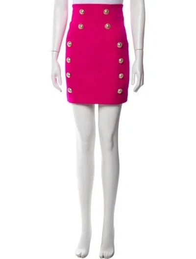 Pre-owned Balmain Wool Knee-length Skirt In Pink