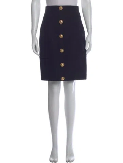 Pre-owned Balmain Wool Knee-length Skirt W/ Tags In Blue