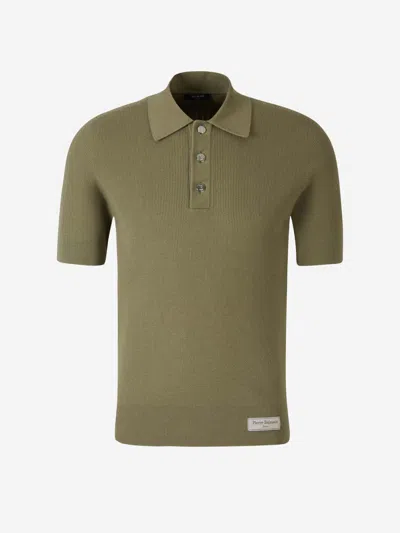 Balmain Logo-patch Polo Shirt In Green